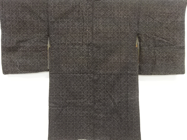 アンティーク　菱模様織り出し手織り紬長羽織